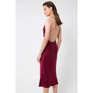 Third Form Merlot Cross Back Cowl Bias Maxi Scoop X Cross Straps Backless Plunge